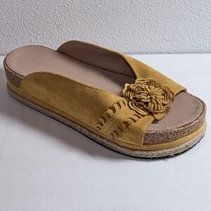 Womens Boutique Unbranded Slip On Espadrilles 38 US 8 Mustard Fringe Flower